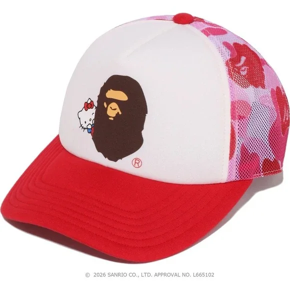 A BATHING APE Sanrio Hello Kitty ABC CAMO MESH CAP HAT Pink ONE SIZE ❤️✅ IN HAND - Picture 2 of 12